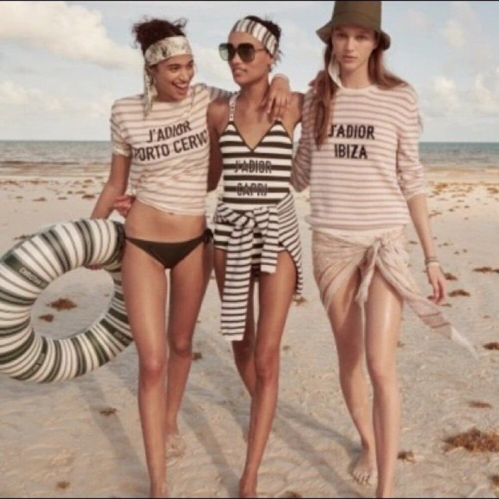 Christian Dior I love Mykonos Striped Long Sleeve Tee XS